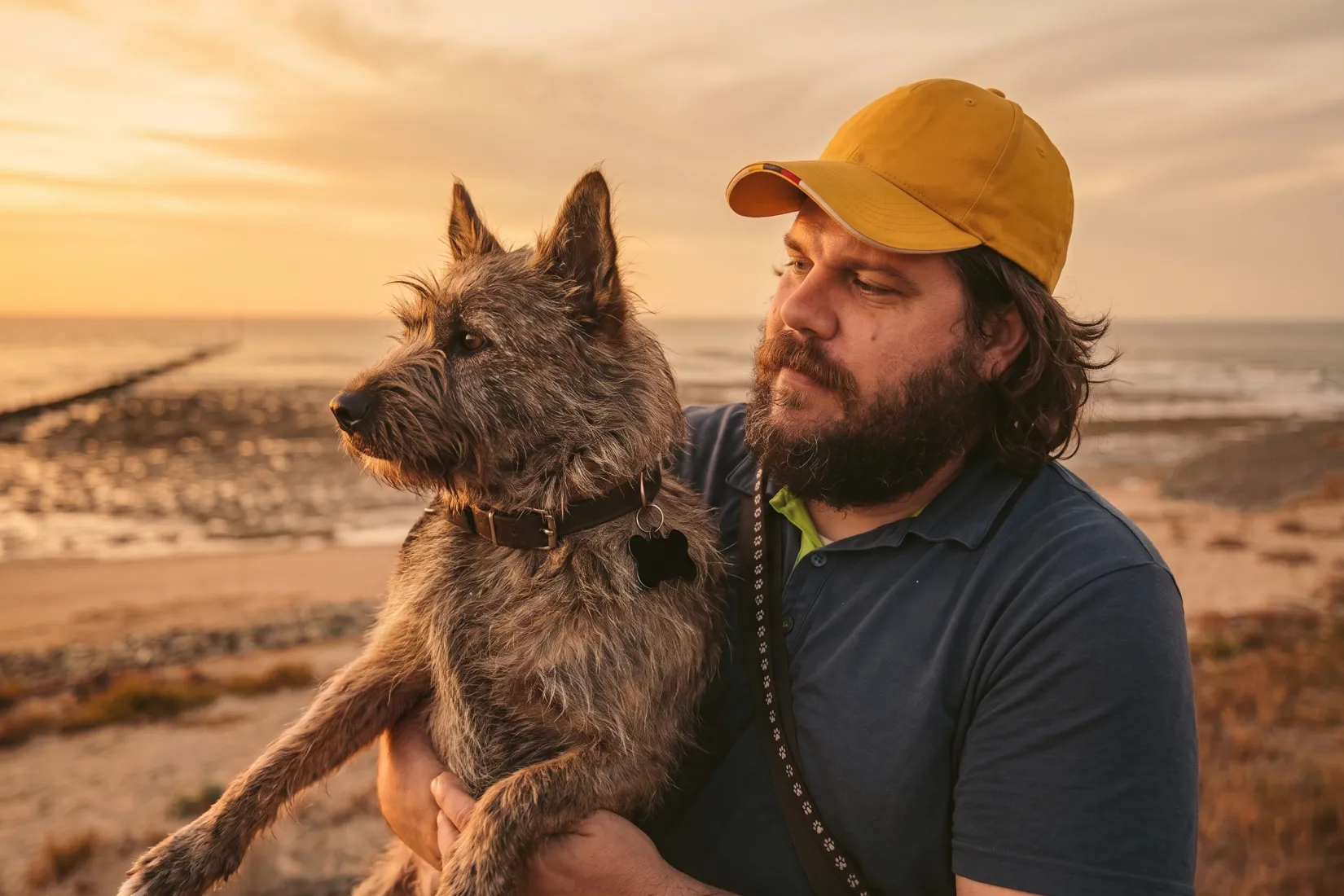 Daniel holding his dog Finch